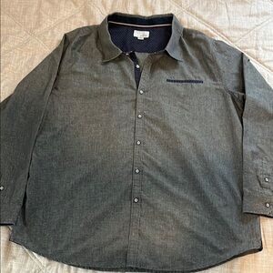 Gray Casual Button Down Shirt with Collar Mens size 2XL